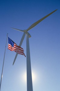 Wind Turbine & American Flag