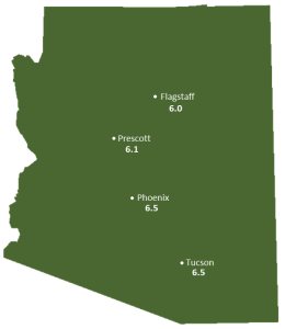 Arizona Sun Light Hours Map