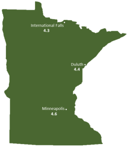 Minnesota Sun Light Hours Map