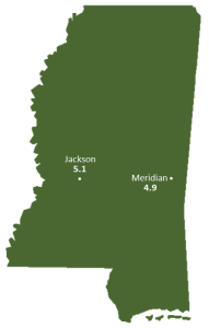 Mississippi Sun Light Hours Map