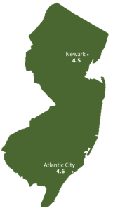New Jersey Sun Light Hours Map
