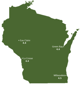 Wisconsin Sun Light Hours Map
